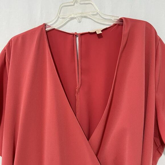 Gibson Latimer Wrap Dress Plus Size 2XL Pumpkin Orange Ruffle Hem - Picture 3 of 11